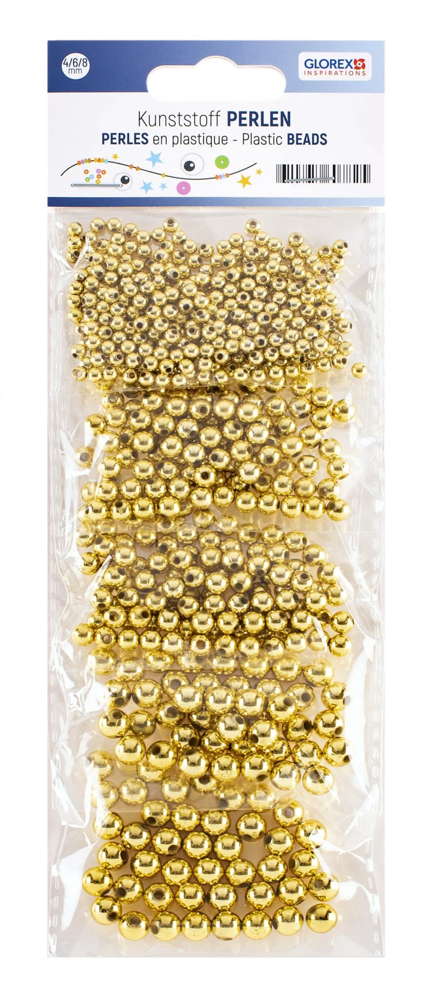 Kuststoffperlen-Set 4/6/8mm 630St, Goldfarben - Kidis Art
