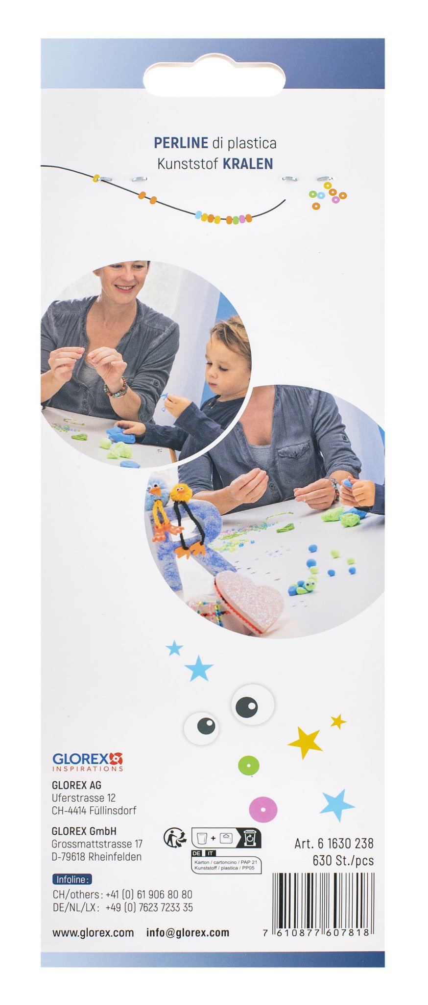 Kuststoffperlen - Set 4/6/8mm 630St, Silberfarben - Kidis Art