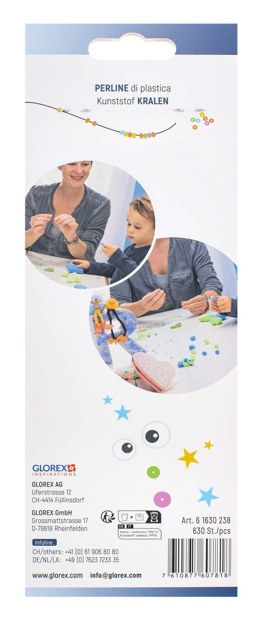 Kuststoffperlen-Set 4/6/8mm 630St, Silberfarben - Kidis Art