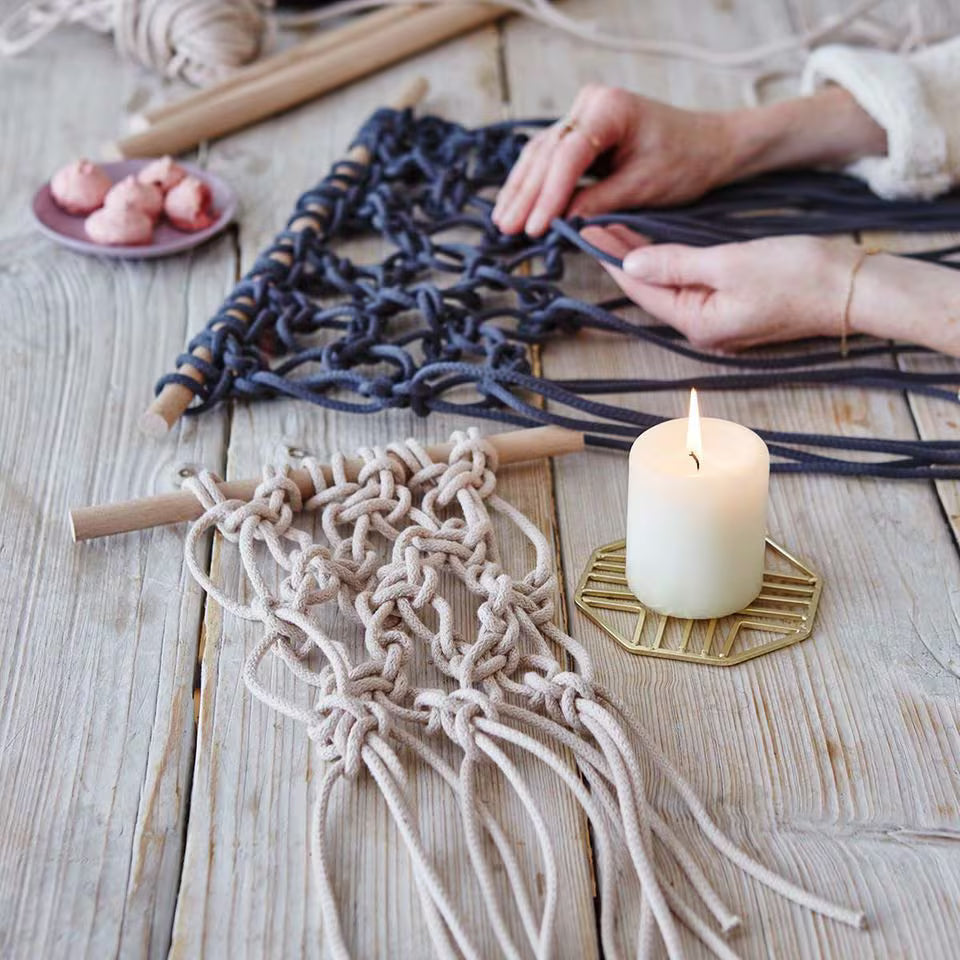 Makramee Cord 3mm 250g, gewebt, creme - Kidis Art