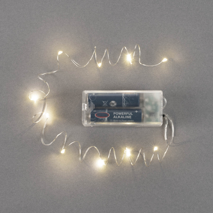 LED Lichterkette 10tlg, Timer warmweiss, 2AA Batterien, 1m - Kidis Art