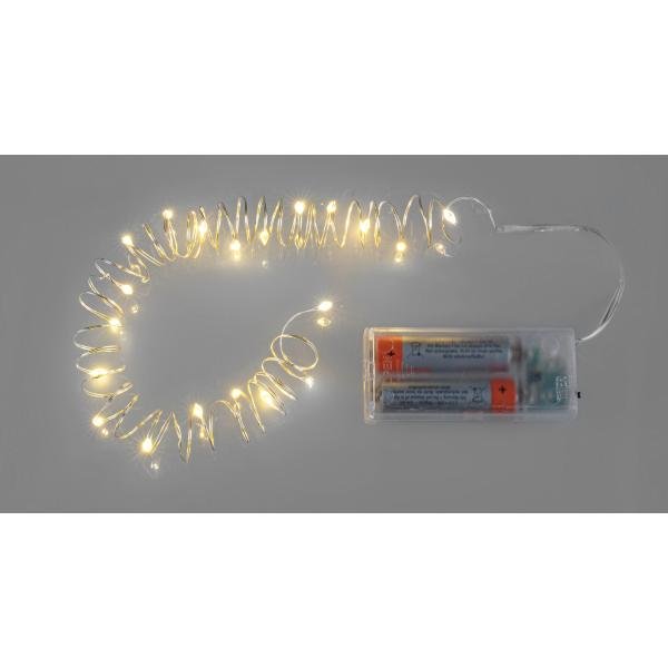 LED Lichterkette 20tlg, Timer warmweiss, 2AA Batterien, 2m - Kidis Art