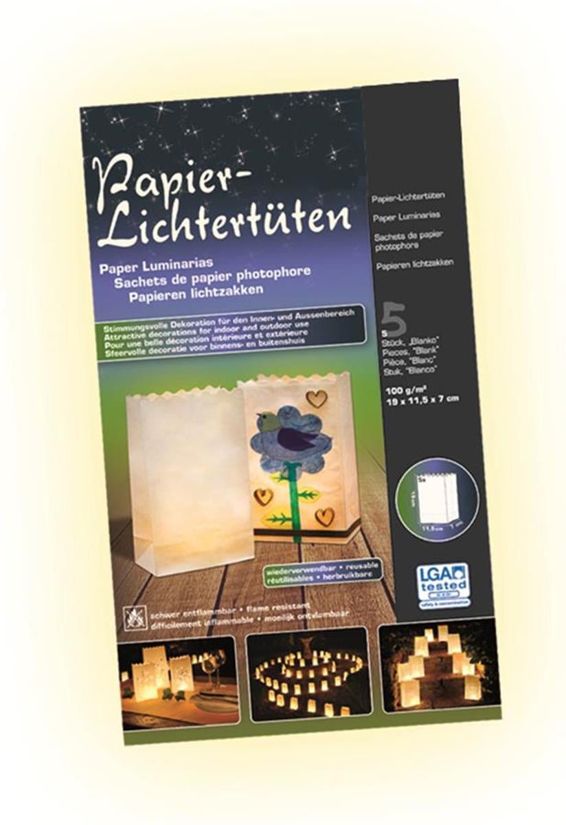 Lichtertüten Blanko 5 St. 19x11,5x7cm - Kidis Art