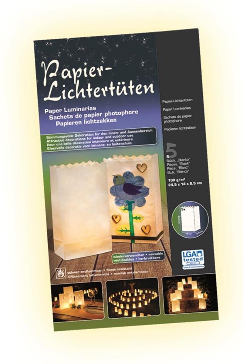 Lichtertüten Blanko 5 St. 24,5x14x8,5cm - Kidis Art