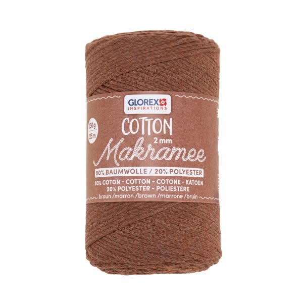 Makramee Cotton 2mm 250g braun, 80% Coton, 20% Viskose - Kidis Art
