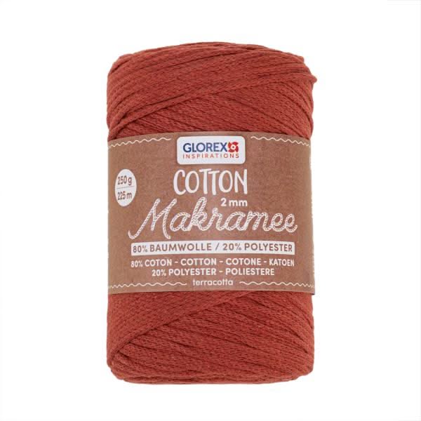 Makramee Cotton 2mm 250g terracotta, 80% Coton,20% Vis. - Kidis Art