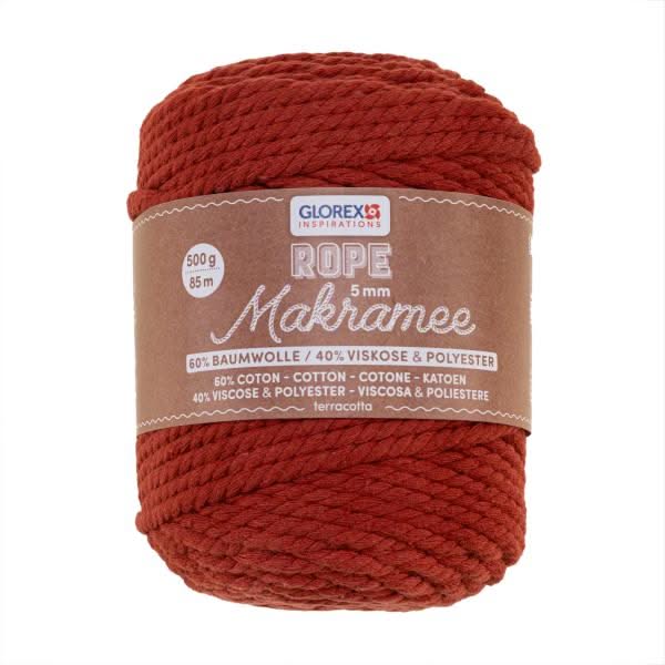 Makramee Rope 5mm 500g gedreht terracotta,60% Cotton,40% Vis. - Kidis Art