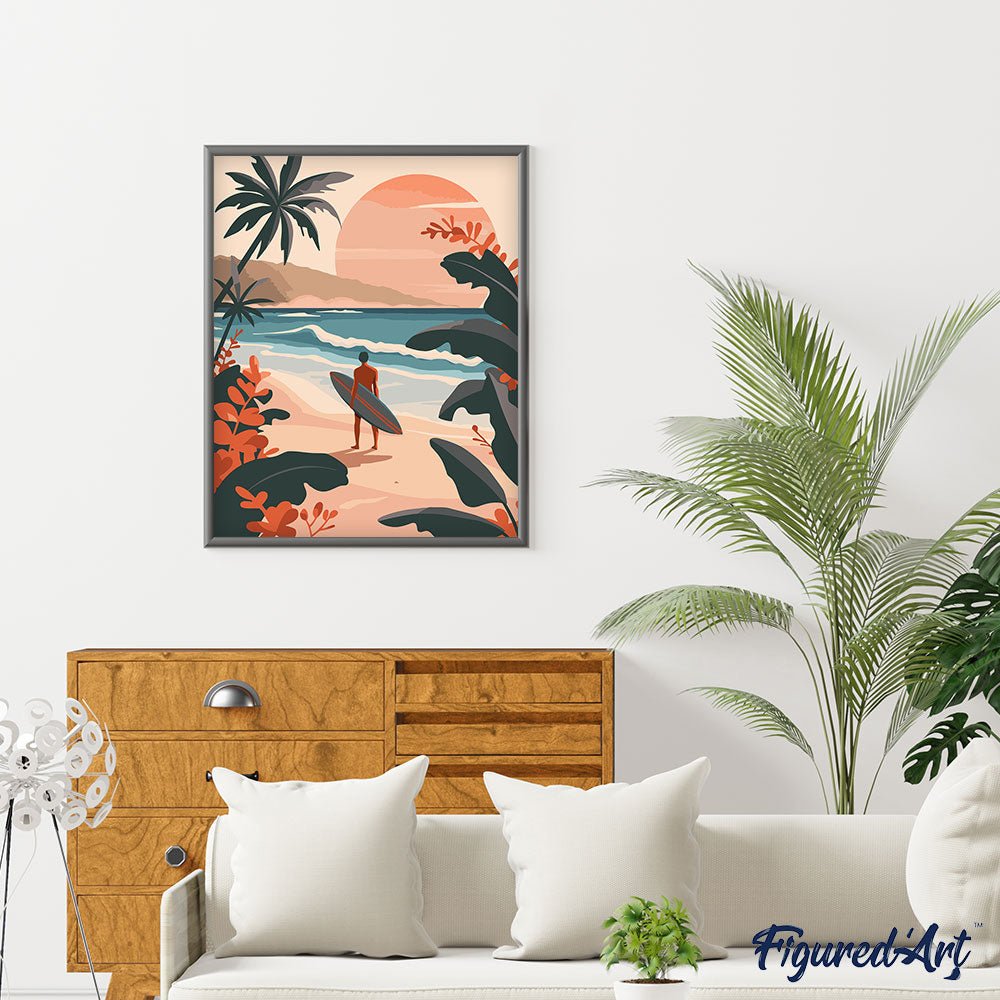 Malen nach Zahlen 40x50cm auf Keilrahmen gespannt Figured’Art Abendwellen - Kidis Art