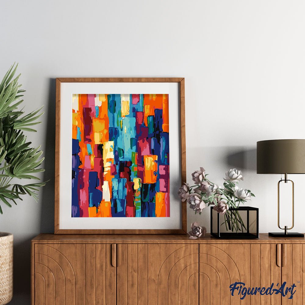 Malen nach Zahlen 40x50cm auf Keilrahmen gespannt Figured’Art Abstrakte Energie - Kidis Art