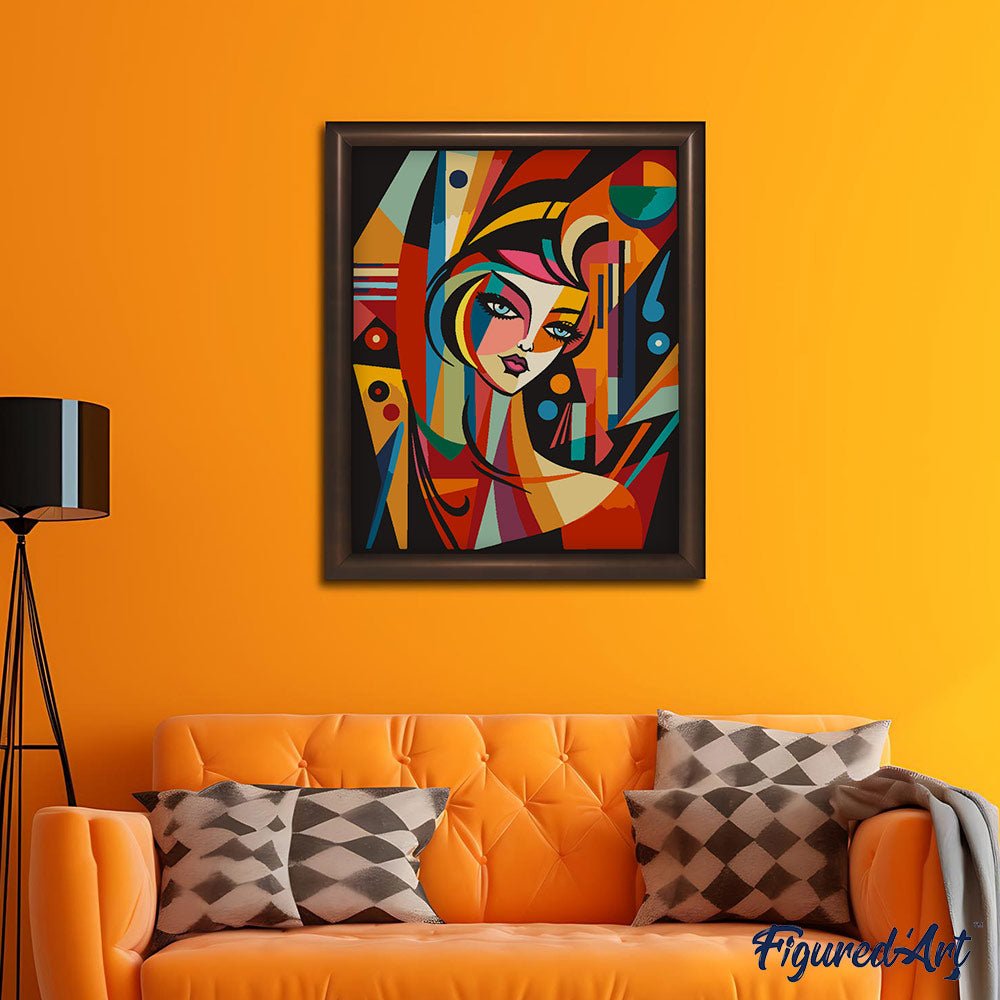 Malen nach Zahlen 40x50cm auf Keilrahmen gespannt Figured’Art Abstrakte Frau im Picasso Stil - Kidis Art