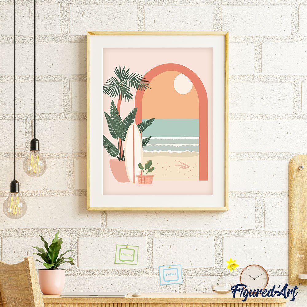 Malen nach Zahlen 40x50cm auf Keilrahmen gespannt Figured’Art Bogen zum Meer - Kidis Art