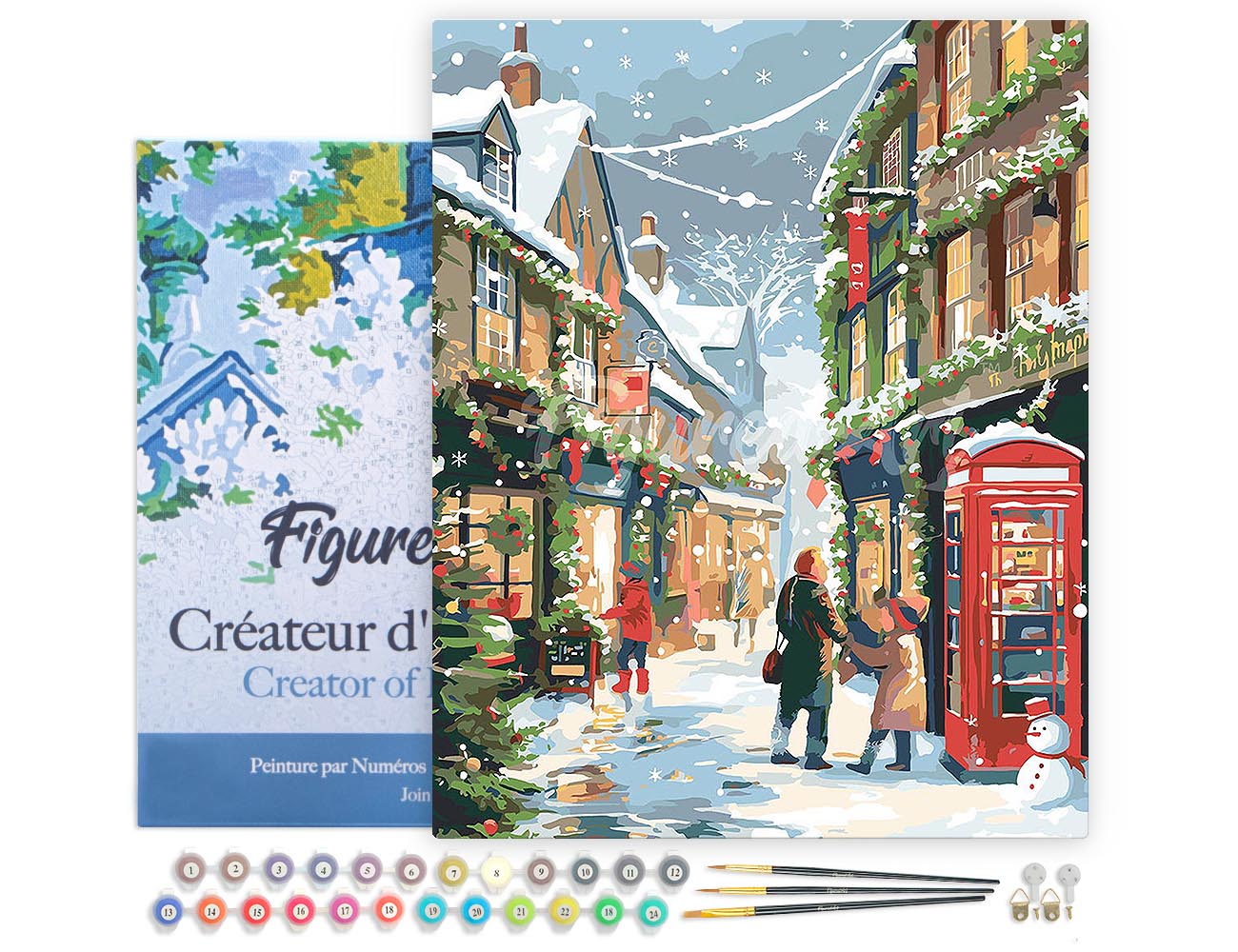 Malen nach Zahlen 40x50cm auf Keilrahmen gespannt Figured’Art Britische Weihnachtsstraße - Kidis Art