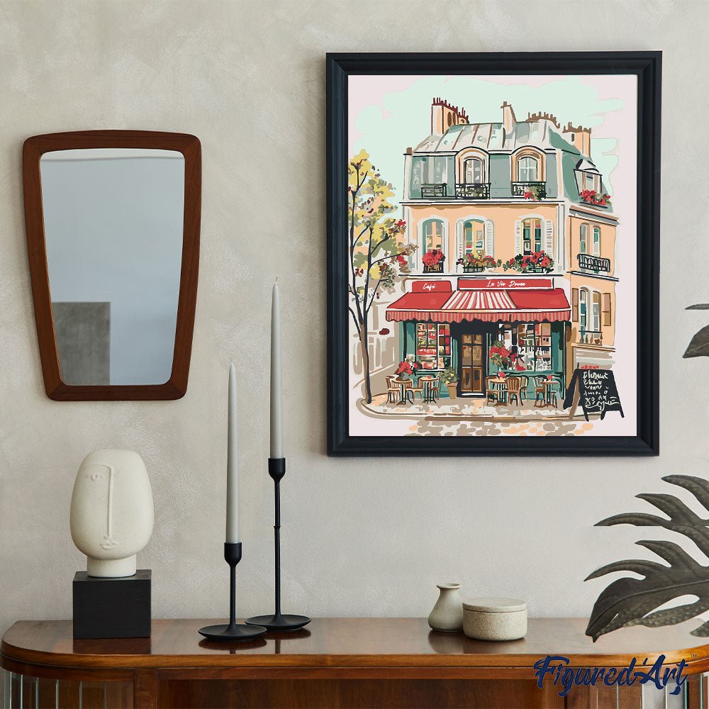 Malen nach Zahlen 40x50cm auf Keilrahmen gespannt Figured’Art Café La Vie Douce - Kidis Art