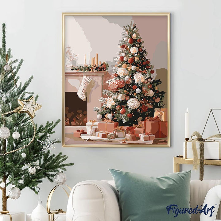 Malen nach Zahlen 40x50cm auf Keilrahmen gespannt Figured’Art Elegantes Weihnachtsdekor - Kidis Art