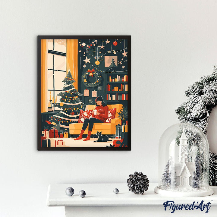 Malen nach Zahlen 40x50cm auf Keilrahmen gespannt Figured’Art Geselliger Weihnachtsabend - Kidis Art