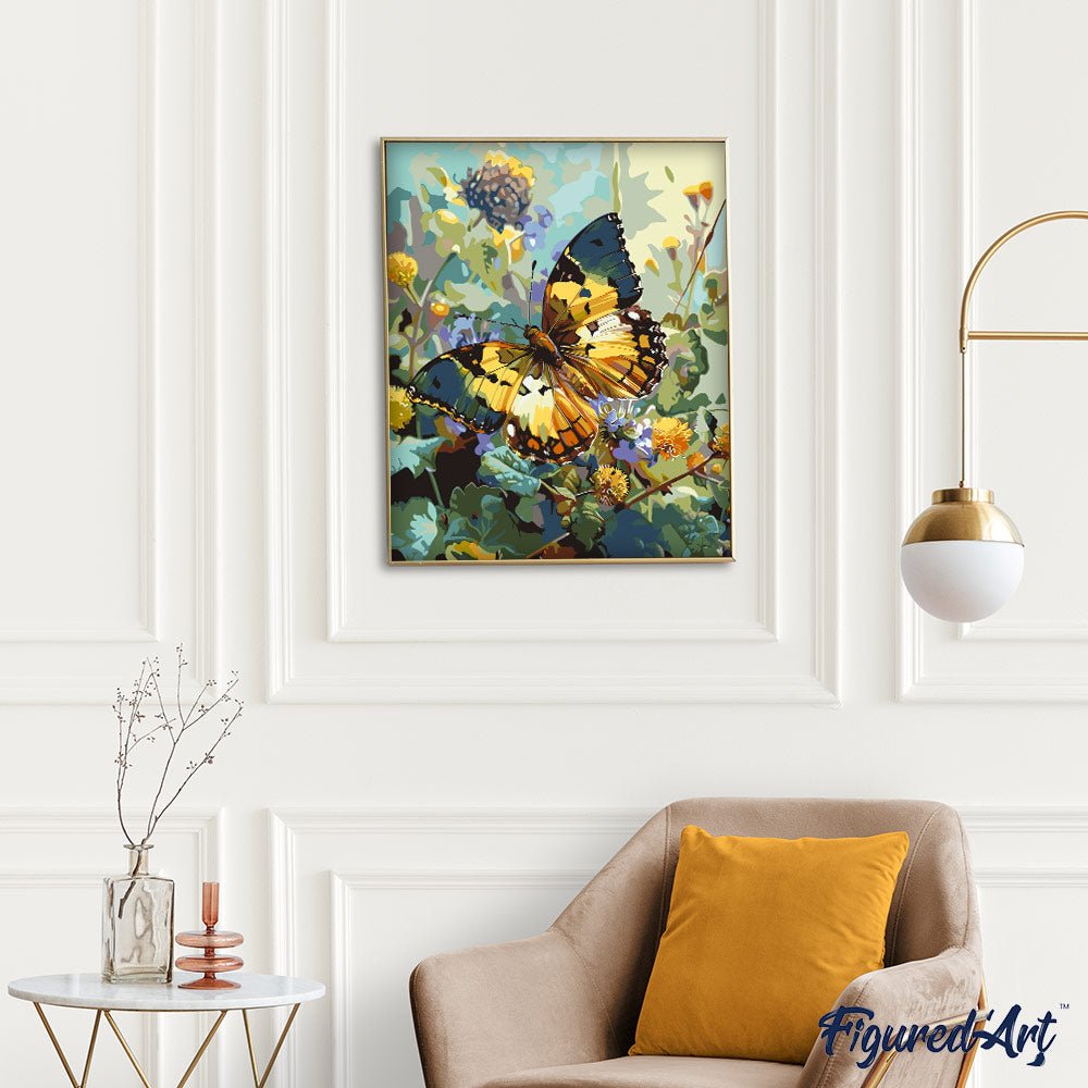 Malen nach Zahlen 40x50cm auf Keilrahmen gespannt Figured’Art Janetta Forester Schmetterling - Kidis Art