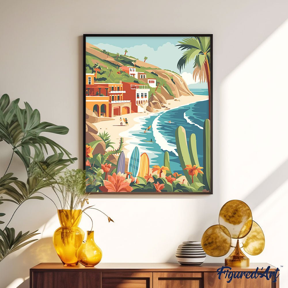 Malen nach Zahlen 40x50cm auf Keilrahmen gespannt Figured’Art Küsten-Surfen - Kidis Art