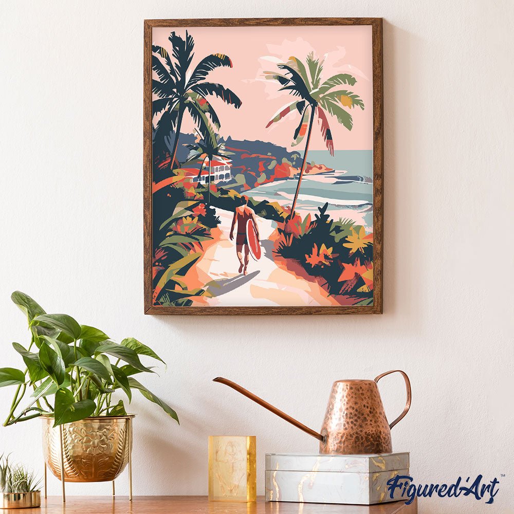 Malen nach Zahlen 40x50cm auf Keilrahmen gespannt Figured’Art Küstenspaziergang - Kidis Art