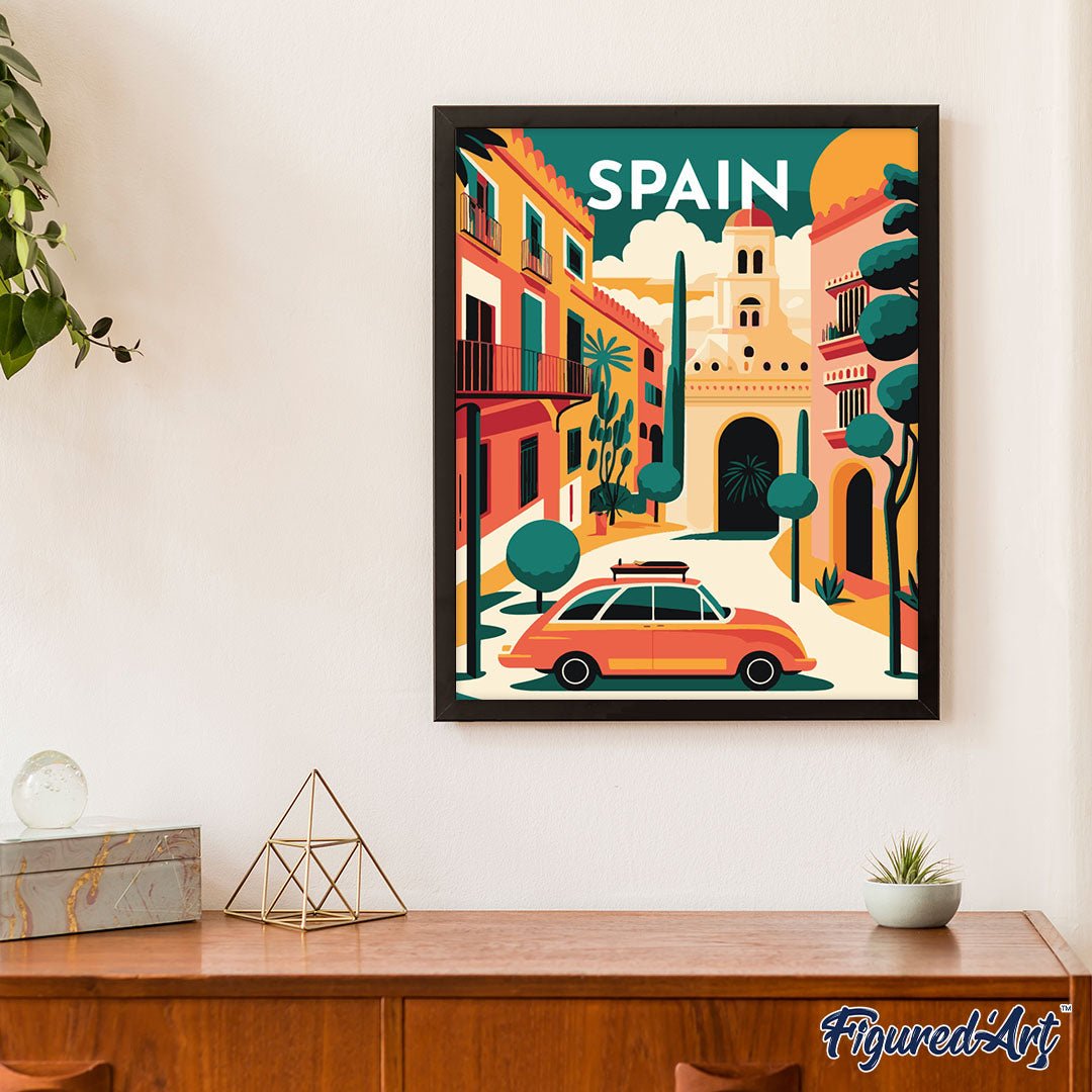Malen nach Zahlen 40x50cm auf Keilrahmen gespannt Figured’Art Reiseplakat Sevilla - Kidis Art