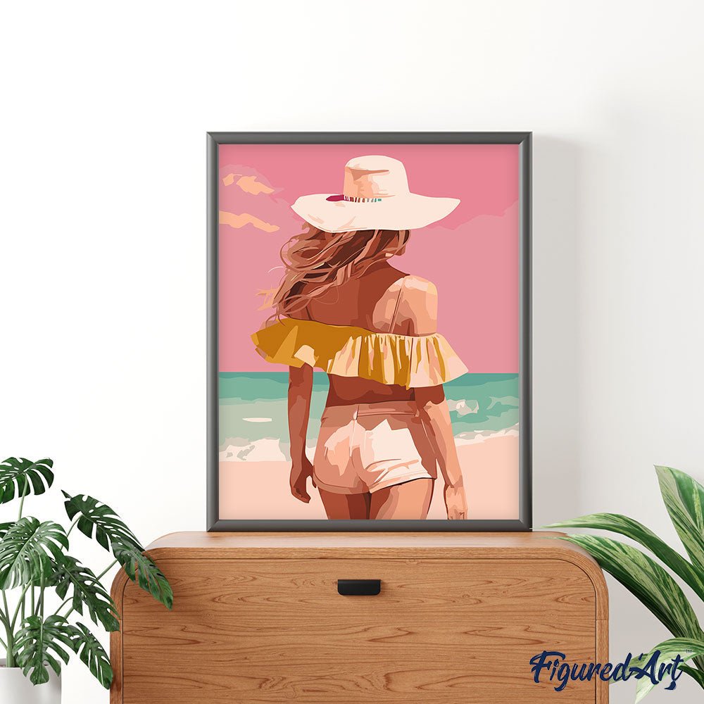 Malen nach Zahlen 40x50cm auf Keilrahmen gespannt Figured’Art Schönheit am Meer - Kidis Art