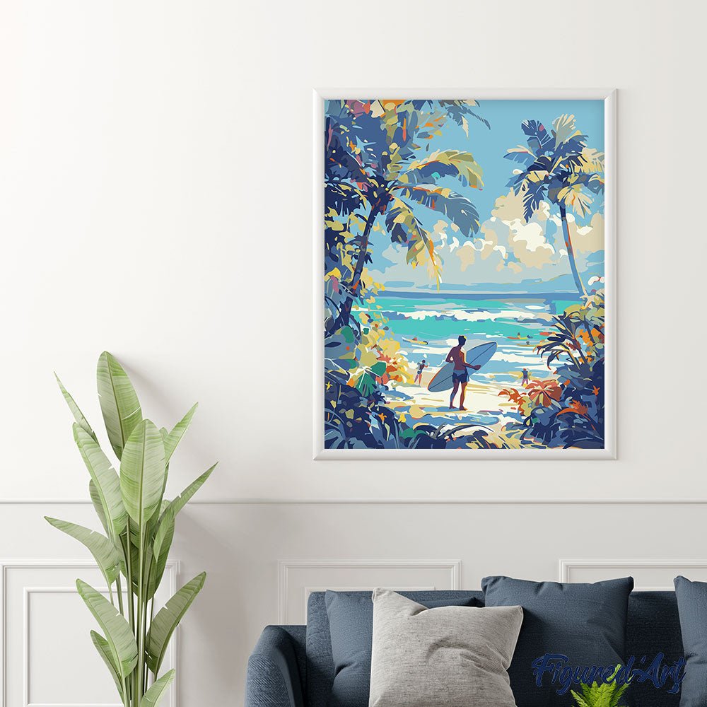 Malen nach Zahlen 40x50cm auf Keilrahmen gespannt Figured’Art Sonniger Strandtag - Kidis Art