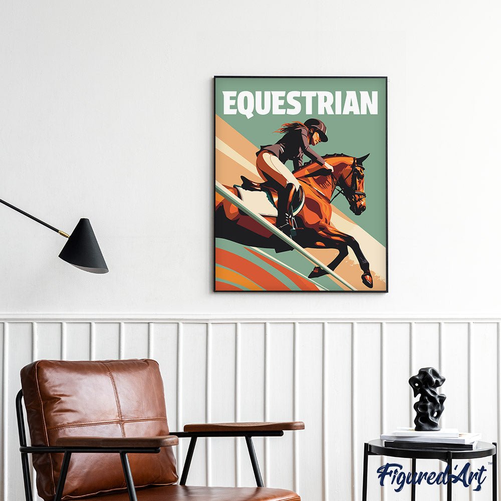 Malen nach Zahlen 40x50cm auf Keilrahmen gespannt Figured’Art Sportposter Reitsport - Kidis Art