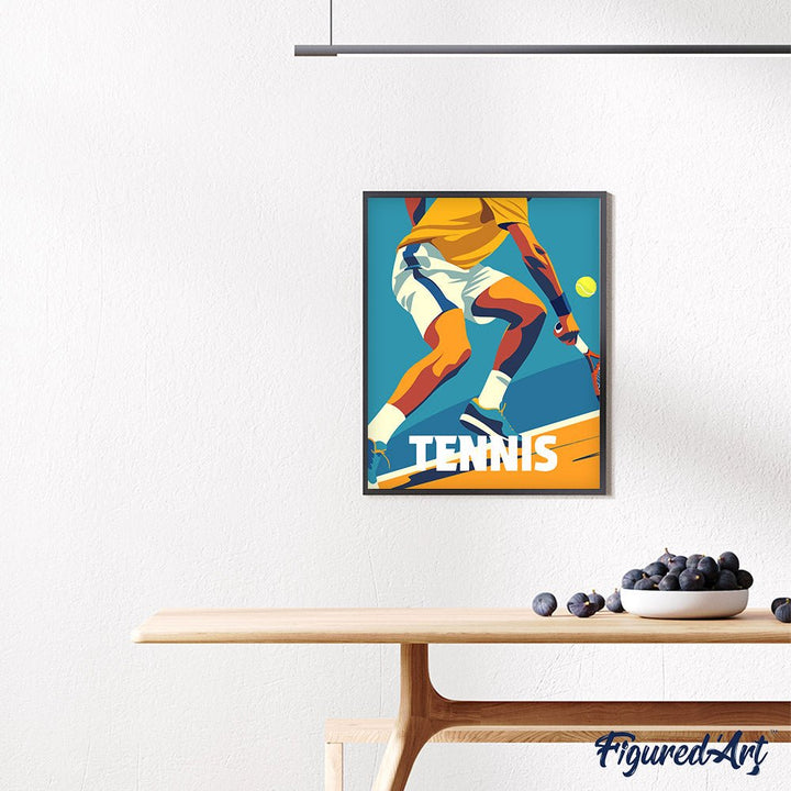 Malen nach Zahlen 40x50cm auf Keilrahmen gespannt Figured’Art Sportposter Tennis - Kidis Art
