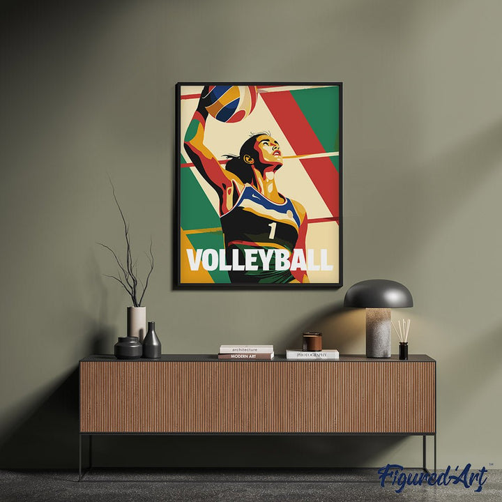 Malen nach Zahlen 40x50cm auf Keilrahmen gespannt Figured’Art Sportposter Volleyball - Kidis Art