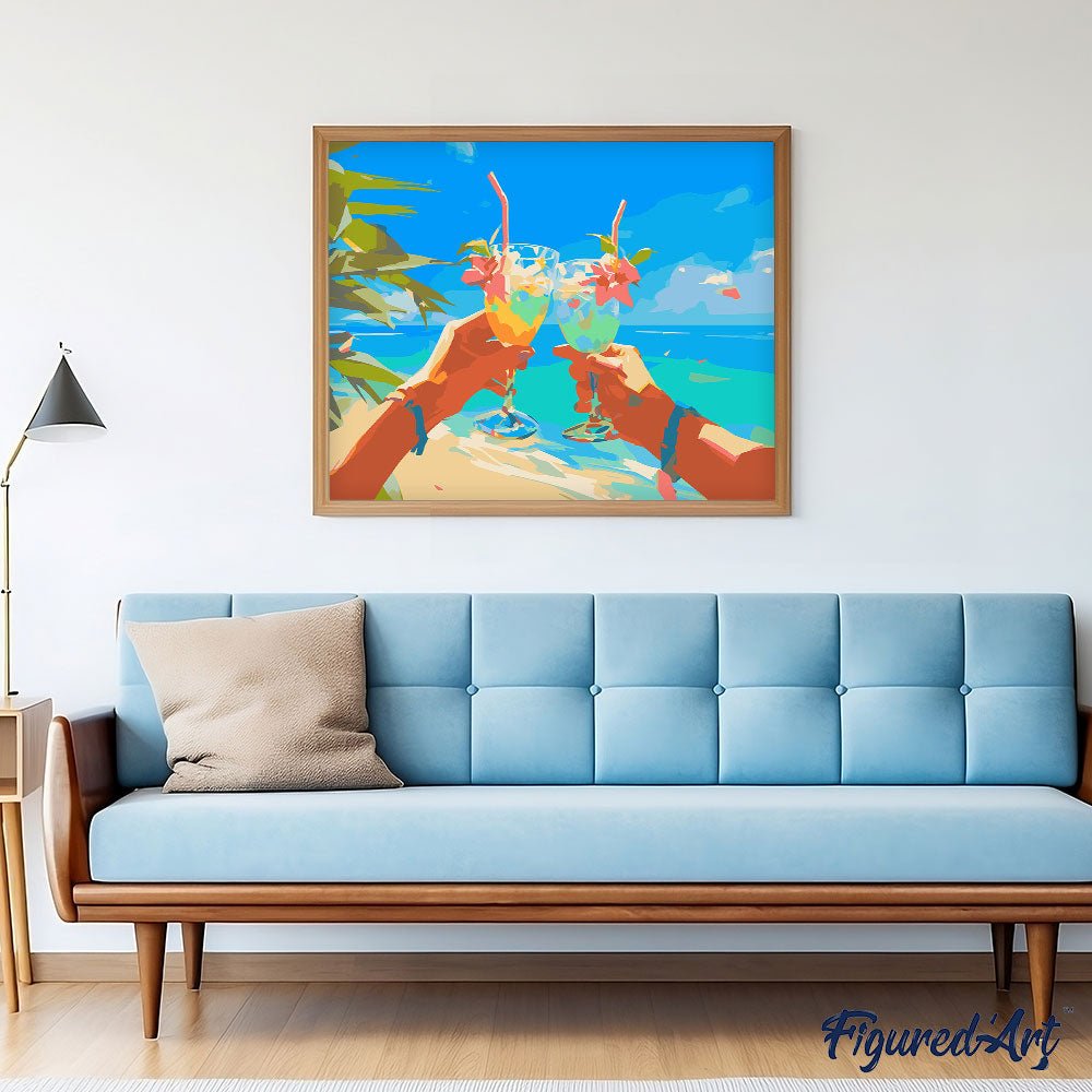Malen nach Zahlen 40x50cm auf Keilrahmen gespannt Figured’Art Strand-Toast - Kidis Art