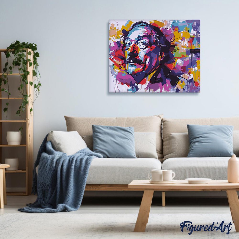 Malen nach Zahlen 40x50cm auf Keilrahmen gespannt Figured’Art Street Art Mann mit Schnurrbart - Kidis Art