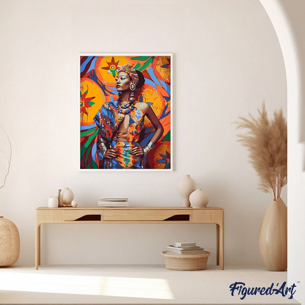 Malen nach Zahlen 40x50cm auf Keilrahmen gespannt Figured’Art Traditionelle afrikanische Frau - Kidis Art