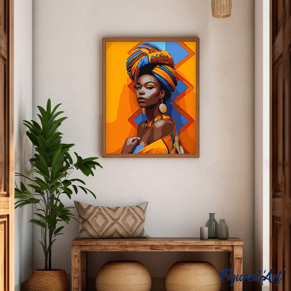 Malen nach Zahlen 40x50cm auf Keilrahmen gespannt Figured’Art Traditionelles afrikanisches Mädchen - Kidis Art