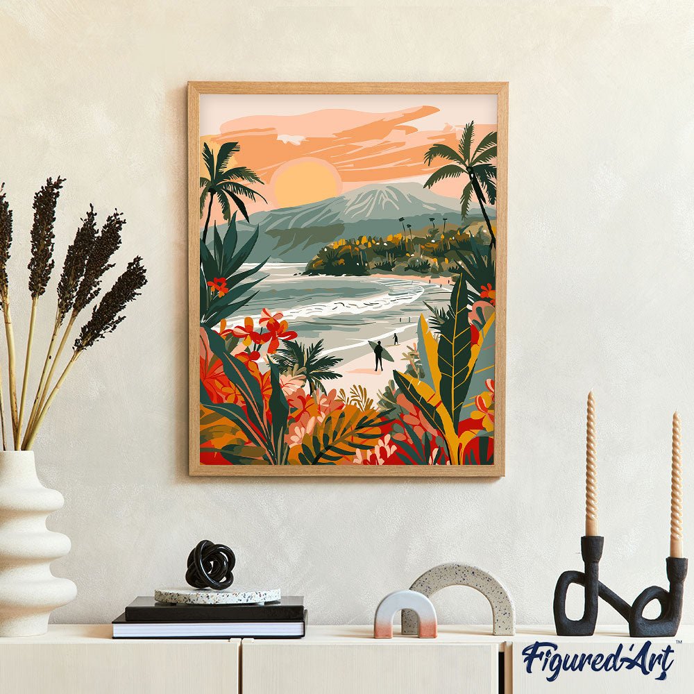 Malen nach Zahlen 40x50cm auf Keilrahmen gespannt Figured’Art Tropischer Strand - Kidis Art