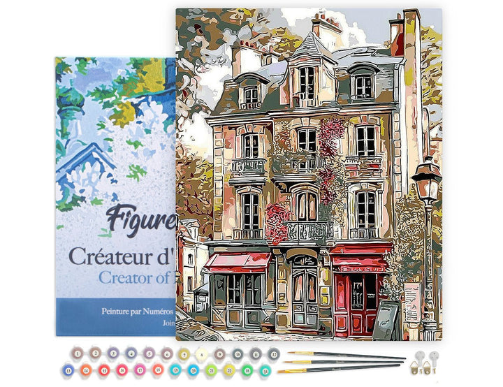 Malen nach Zahlen 40x50cm auf Keilrahmen gespannt Figured’Art Vintage-Fassaden in Paris - Kidis Art