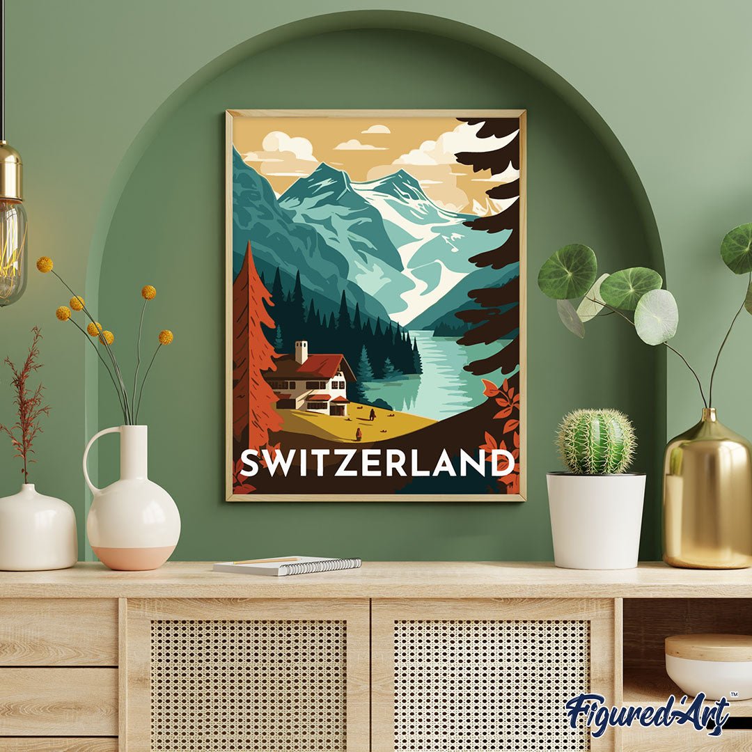 Malen nach Zahlen 40x50cm auf Keilrahmen gespannt Figured’Art Vintage-Poster Bern - Kidis Art