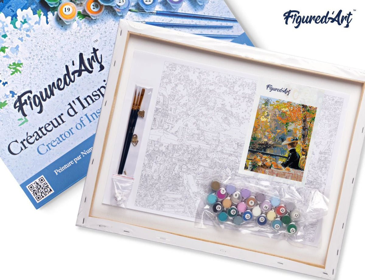 Malen nach Zahlen 40x50cm auf Keilrahmen gespannt Figured’Art Von Renoir inspirierte Frau im Herbst - Kidis Art
