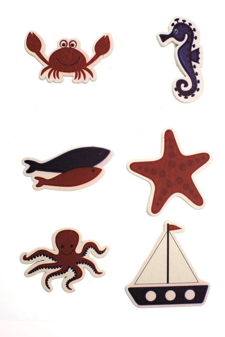 Maritim Sticker Meerestiere 6St 3,5x4cm - Kidis Art