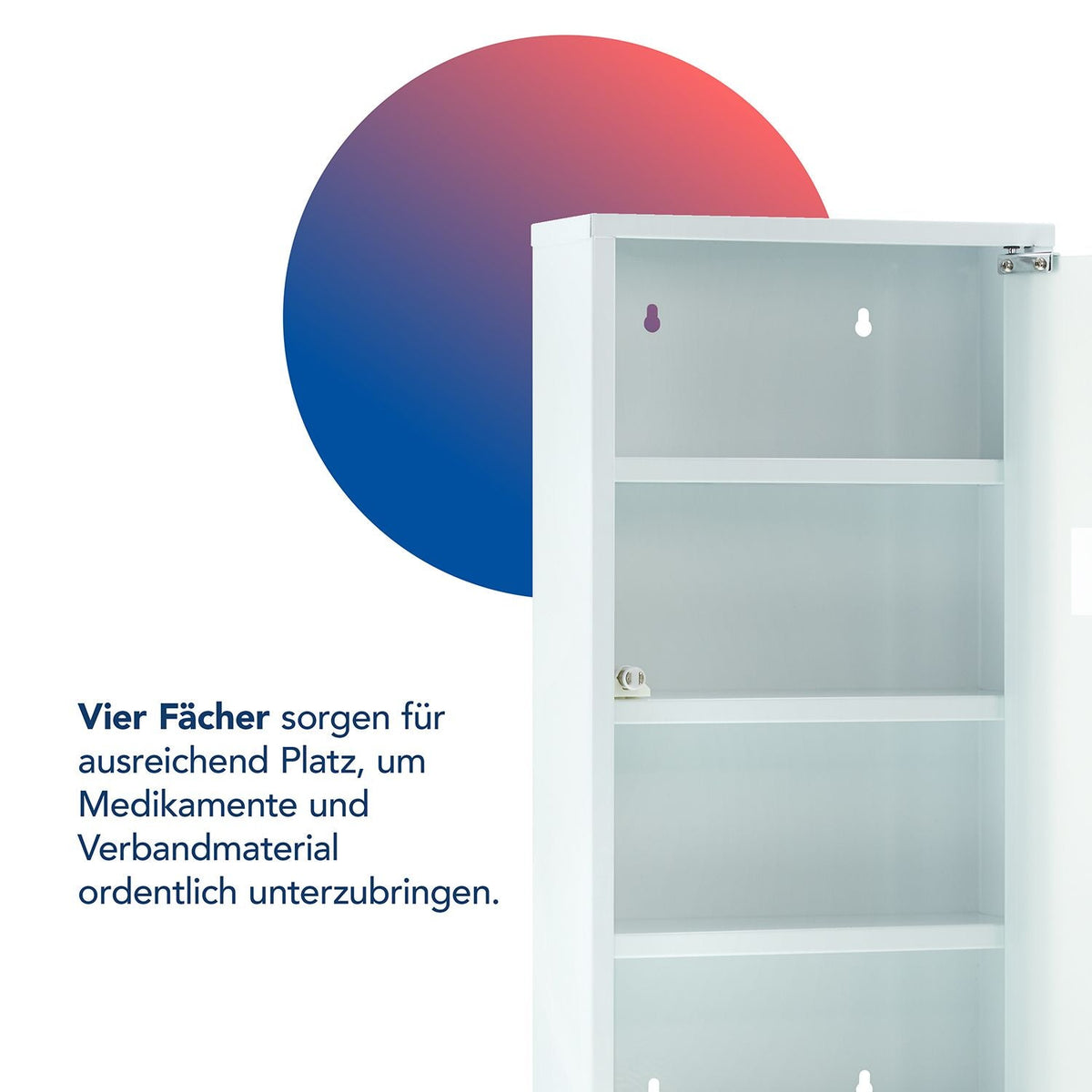 Medizinschrank Weiß mit Glastür und 4 Fächern - Kidis Art