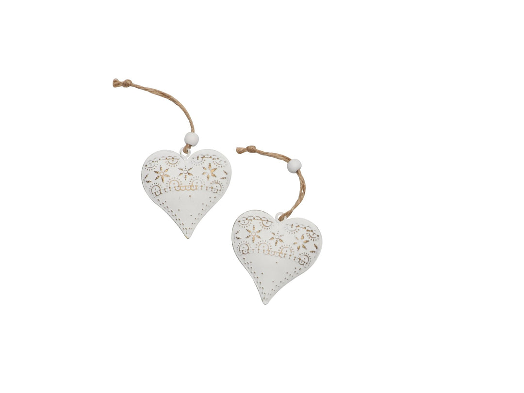 Metallherz, Hänger, 2St. weiss, 6x6,2x1,4cm - Kidis Art