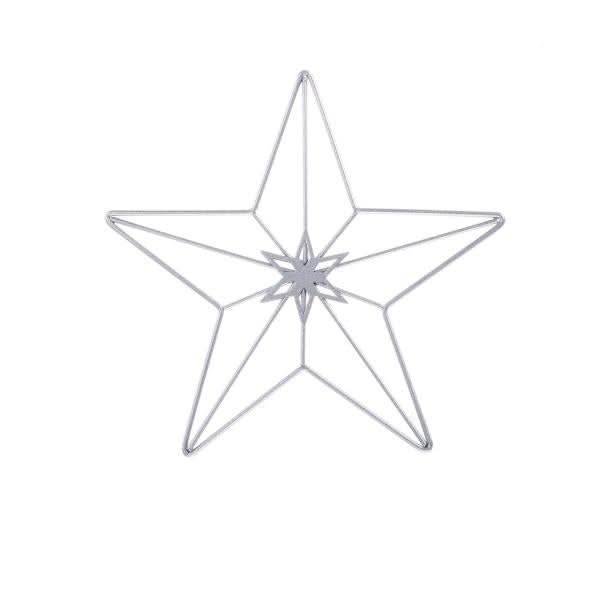 Metallstern, matt silberfarben 5 Zacken, 20x19cm - Kidis Art