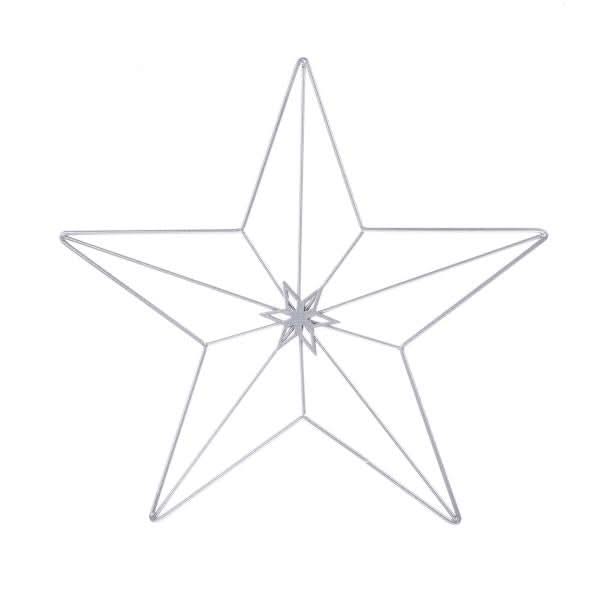 Metallstern, matt silberfarben 5 Zacken, 30x28cm - Kidis Art