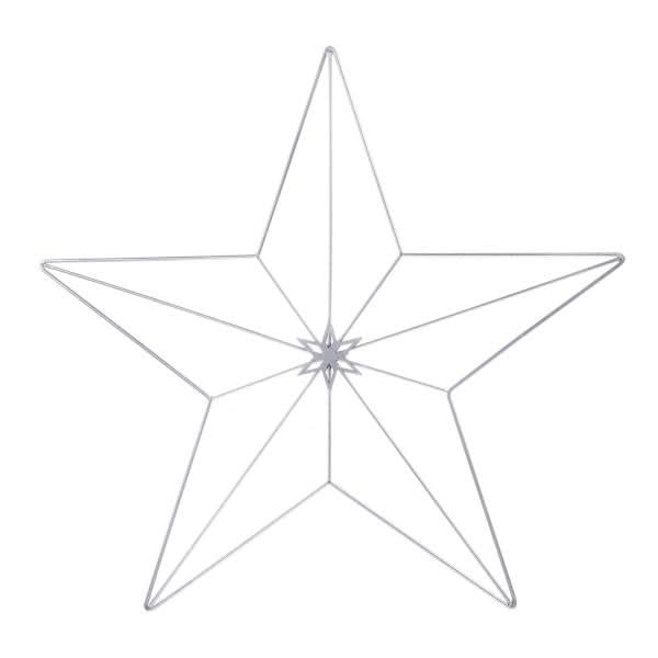 Metallstern, matt silberfarben 5 Zacken, 40x38cm - Kidis Art