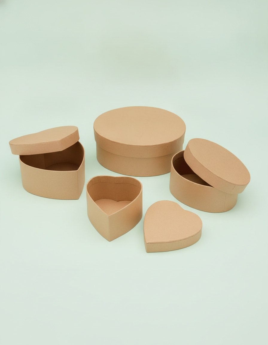 Mini-Boxen-Set aus Pappe 4-tlg 2x oval, 2x herzförmig FSC - Kidis Art