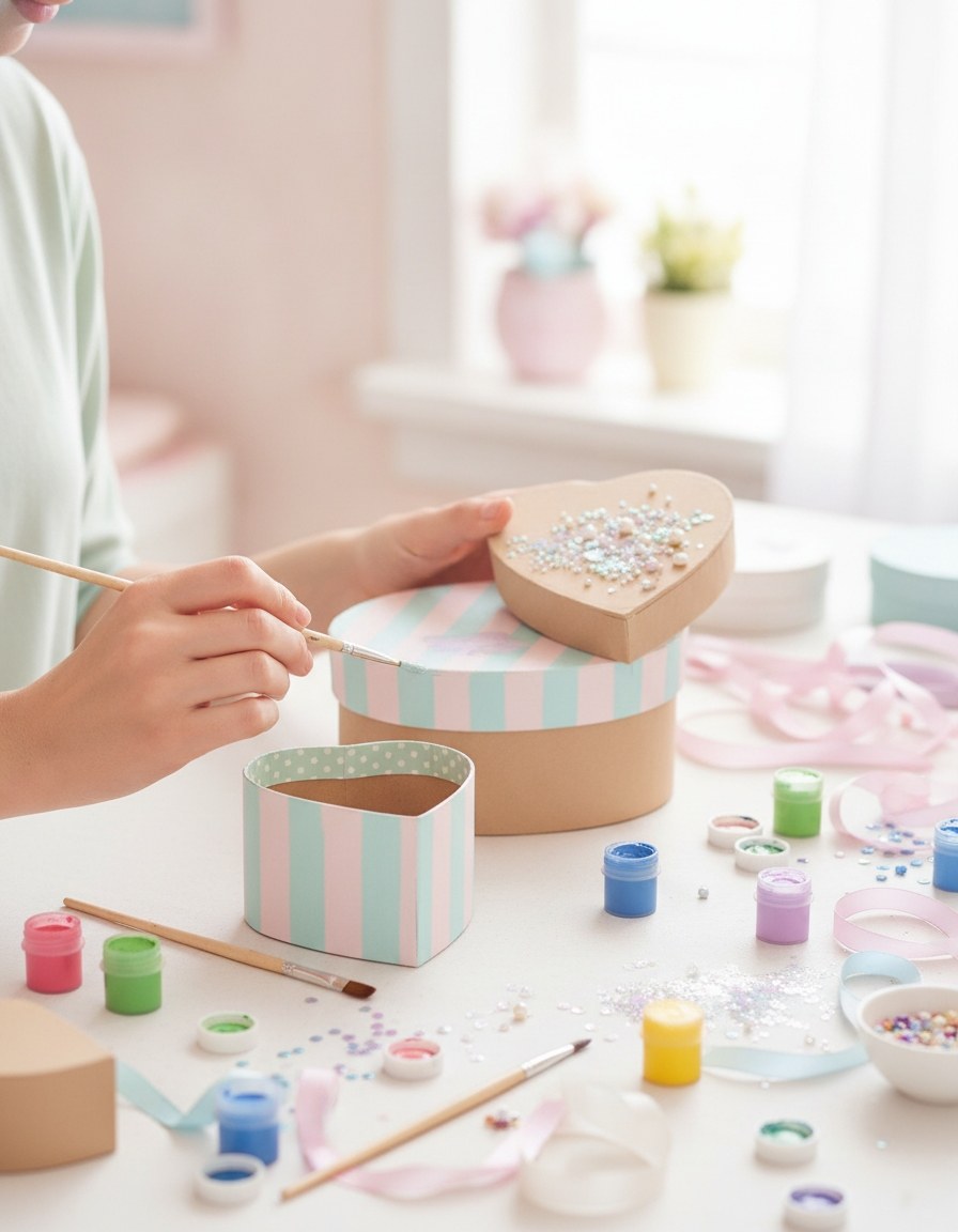 Mini-Boxen-Set aus Pappe 4-tlg 2x oval, 2x herzförmig FSC - Kidis Art