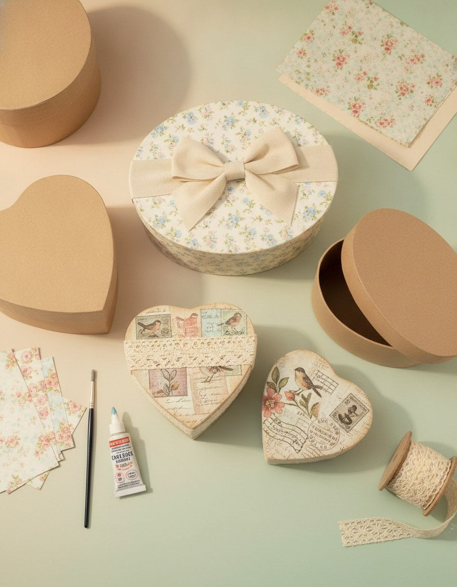 Mini-Boxen-Set aus Pappe 4-tlg 2x oval, 2x herzförmig FSC - Kidis Art