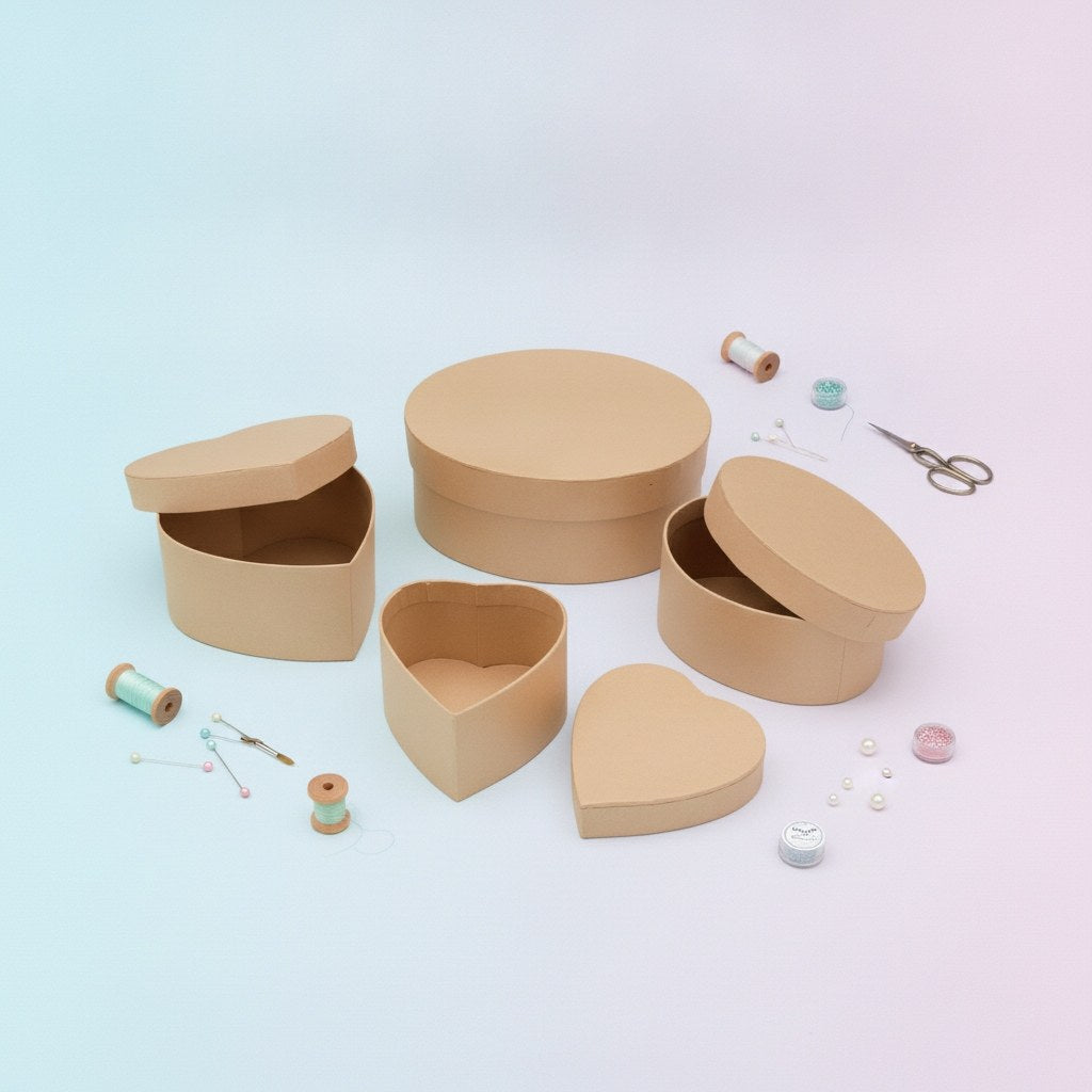 Mini-Boxen-Set aus Pappe 4-tlg 2x oval, 2x herzförmig FSC - Kidis Art