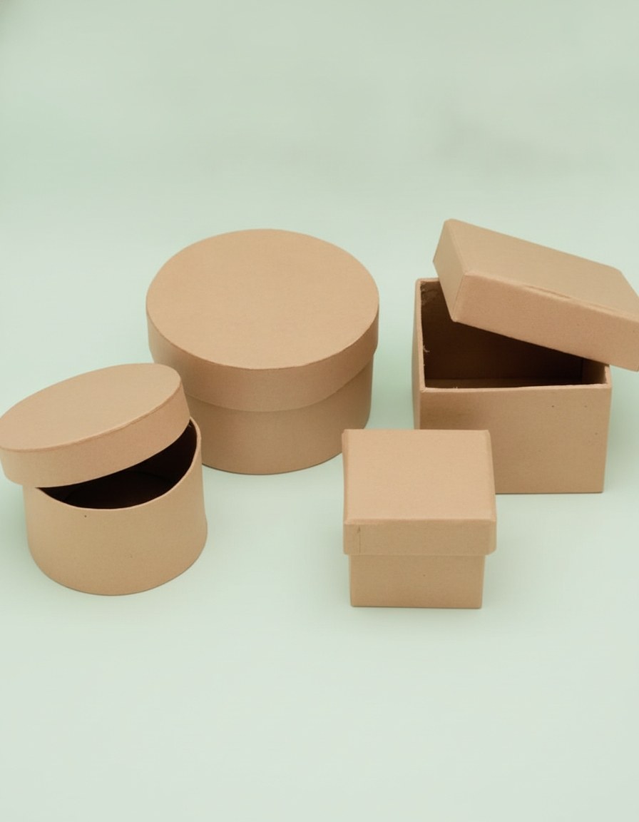 Mini-Boxen-Set aus Pappe 4-tlg 2x viereckig, 2x rund FSC - Kidis Art