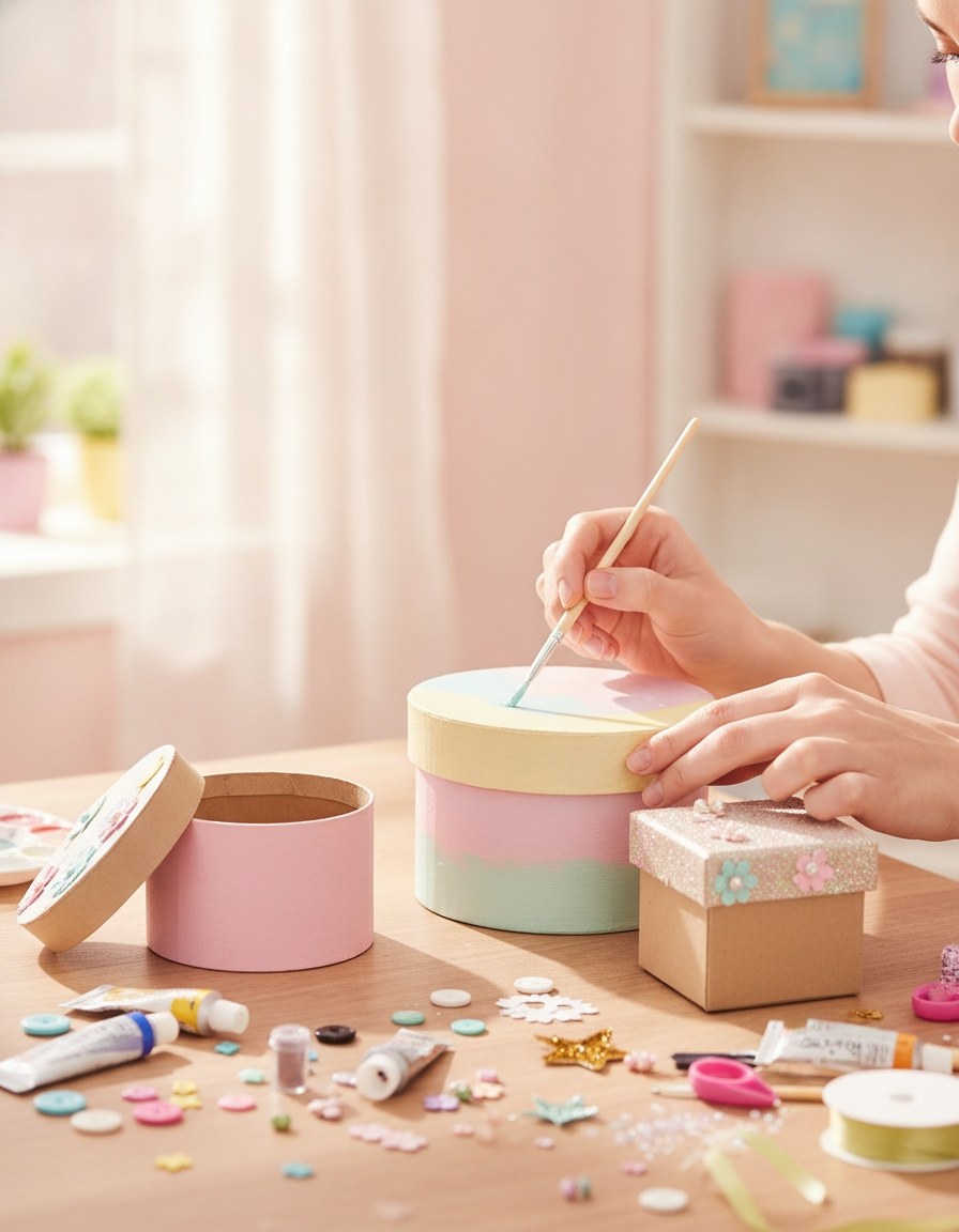 Mini-Boxen-Set aus Pappe 4-tlg 2x viereckig, 2x rund FSC - Kidis Art