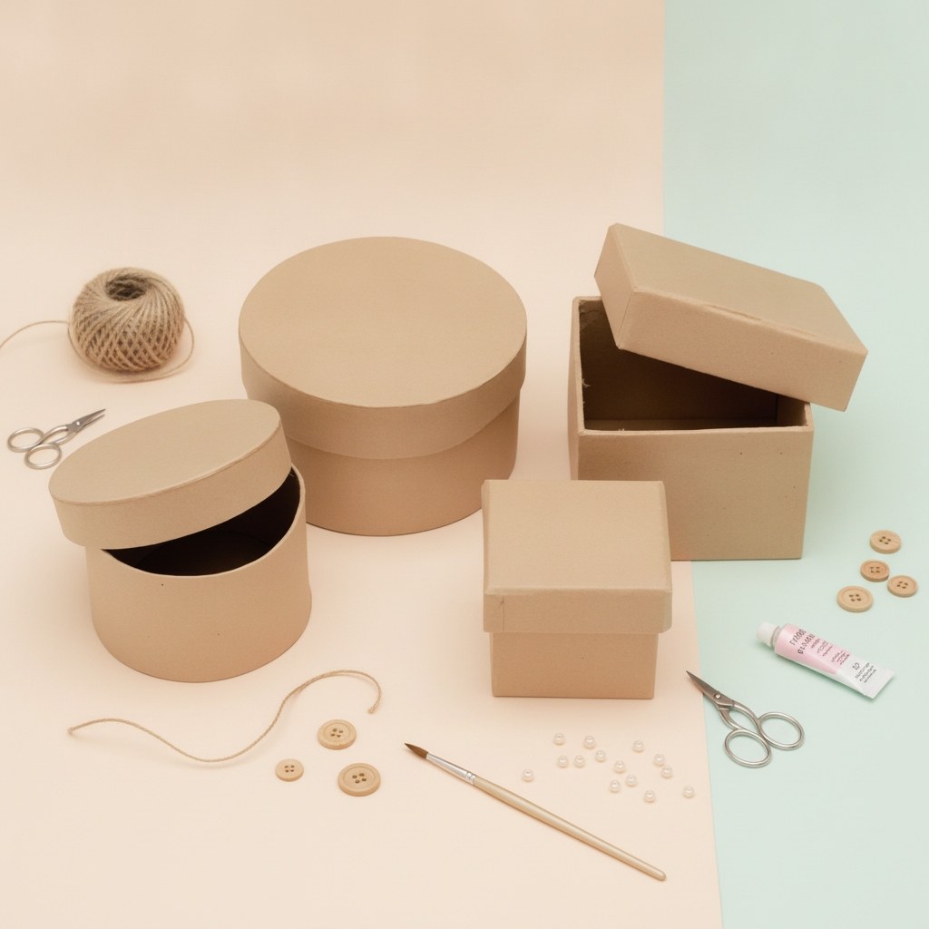Mini-Boxen-Set aus Pappe 4-tlg 2x viereckig, 2x rund FSC - Kidis Art