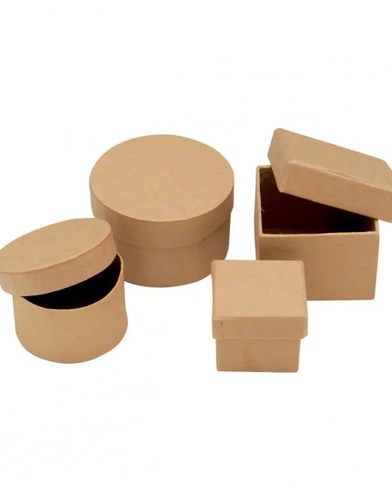 Mini - Boxen - Set aus Pappe 4 - tlg 2x viereckig, 2x rund FSC - Kidis Art